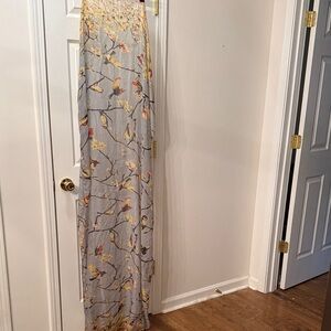 Floral Scarf/Wrap with Bird Print